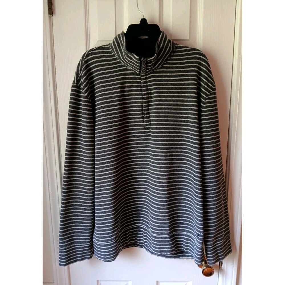 Men's Nautica XL Mock Neck With Zipper Long Sleeve Pull Over Shirt Gray White